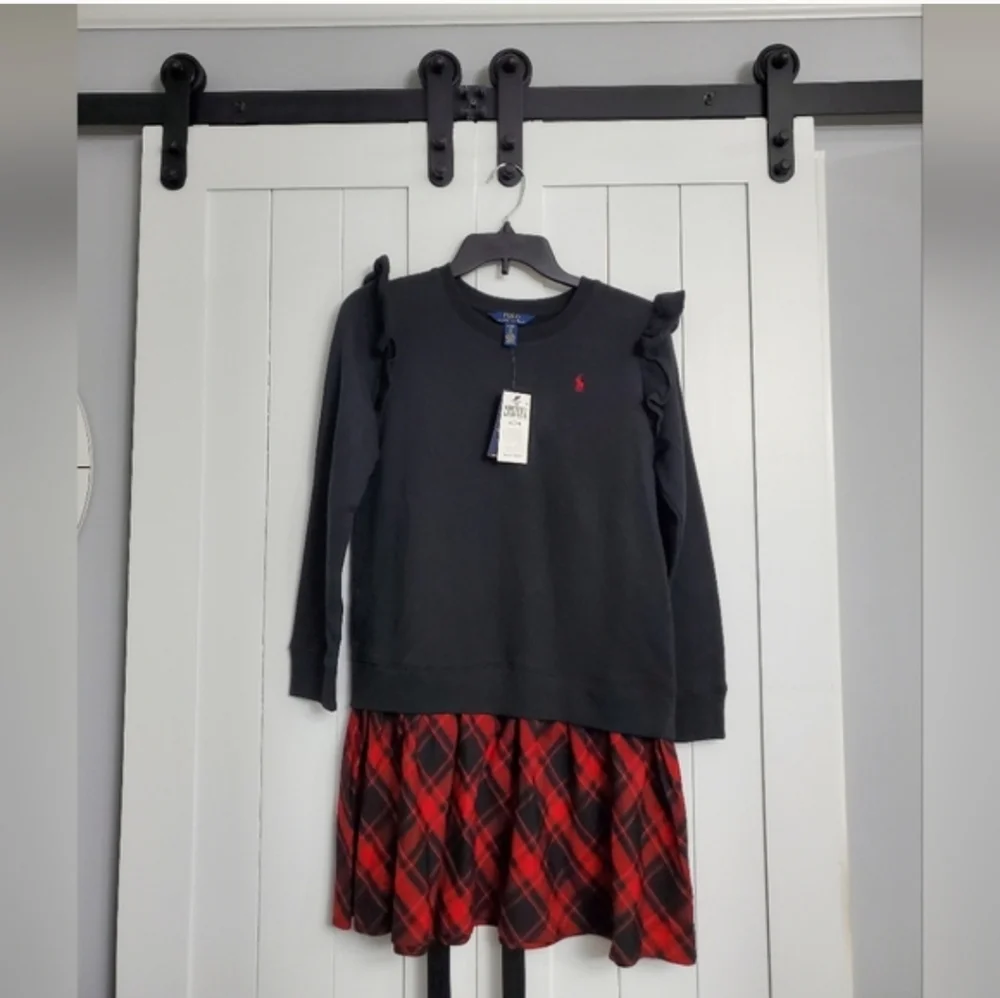 Polo Ralph Lauren Plaid Fleece Sweatshirt Dress. NEW!